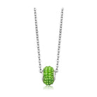 High polished crystal charm necklace with a vibrant green crystal pendant on a silver chain