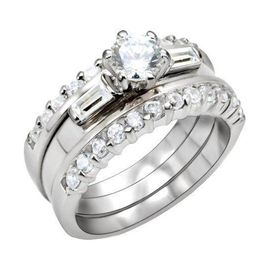 High polished engagement ring for women with a sparkling center stone and elegant band detailing