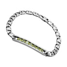 High polished men's bracelet featuring a sleek design with sparkling gemstones