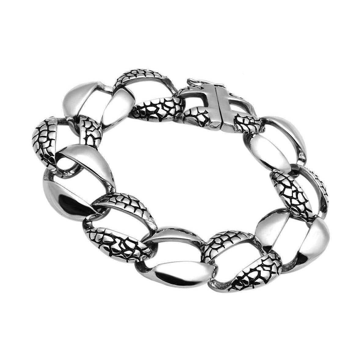 High polished men's bracelet featuring a stylish link design for a bold statement