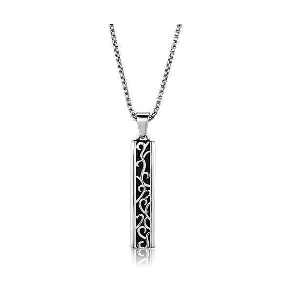 High polished men's necklace with intricate design and sleek pendant for stylish look