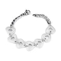 High polished silver bracelet for women with heart-shaped charms linked together