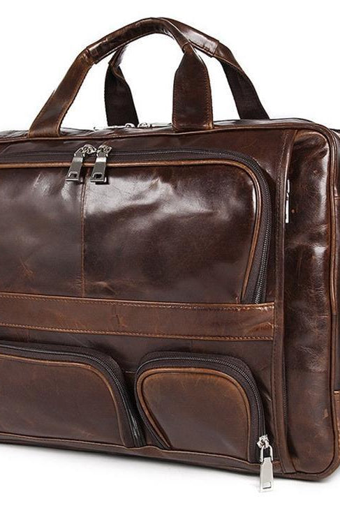 Luggage & Bags - Briefcases High-Quality Leather Briefcase With 17Inch Laptop Capacity...