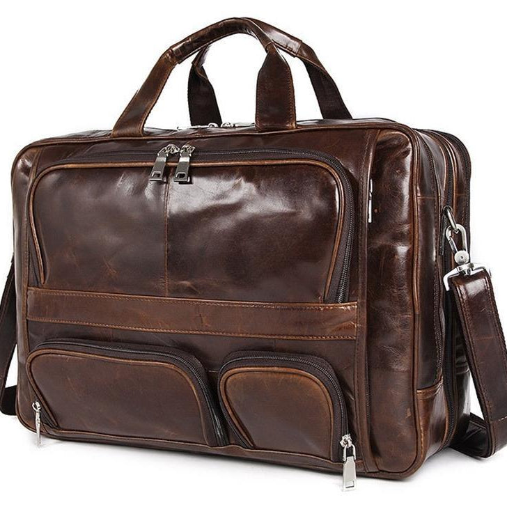 Luggage & Bags - Briefcases High-Quality Leather Briefcase With 17Inch Laptop Capacity...