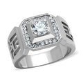 Hollow out mens jewelry ring with a central stone and decorative details for a stylish look