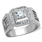 Hollow out mens jewelry ring with a central stone and decorative details for a stylish look