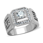 Hollow out mens jewelry ring with a central stone and decorative details for a stylish look