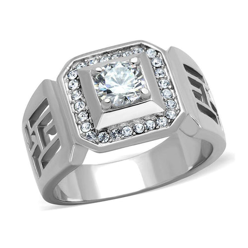 Hollow out mens jewelry ring with a central stone and decorative details for a stylish look