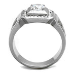 Stylish hollow out mens jewelry ring featuring a central gemstone and intricate design