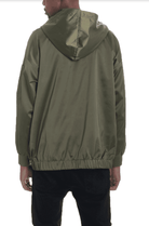 Men's hooded bomber jacket olive featuring a stylish design with a comfortable fit