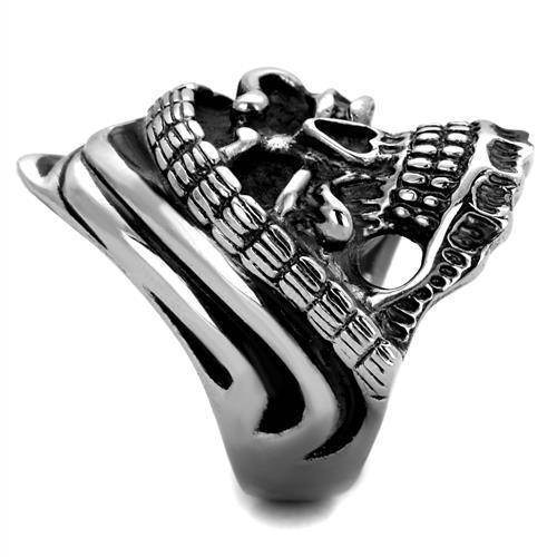Stylish hooded skull ring for men crafted in polished silver for a bold look