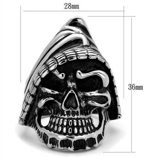 Hooded skull ring for men with detailed design and polished finish, perfect for bold fashion statements