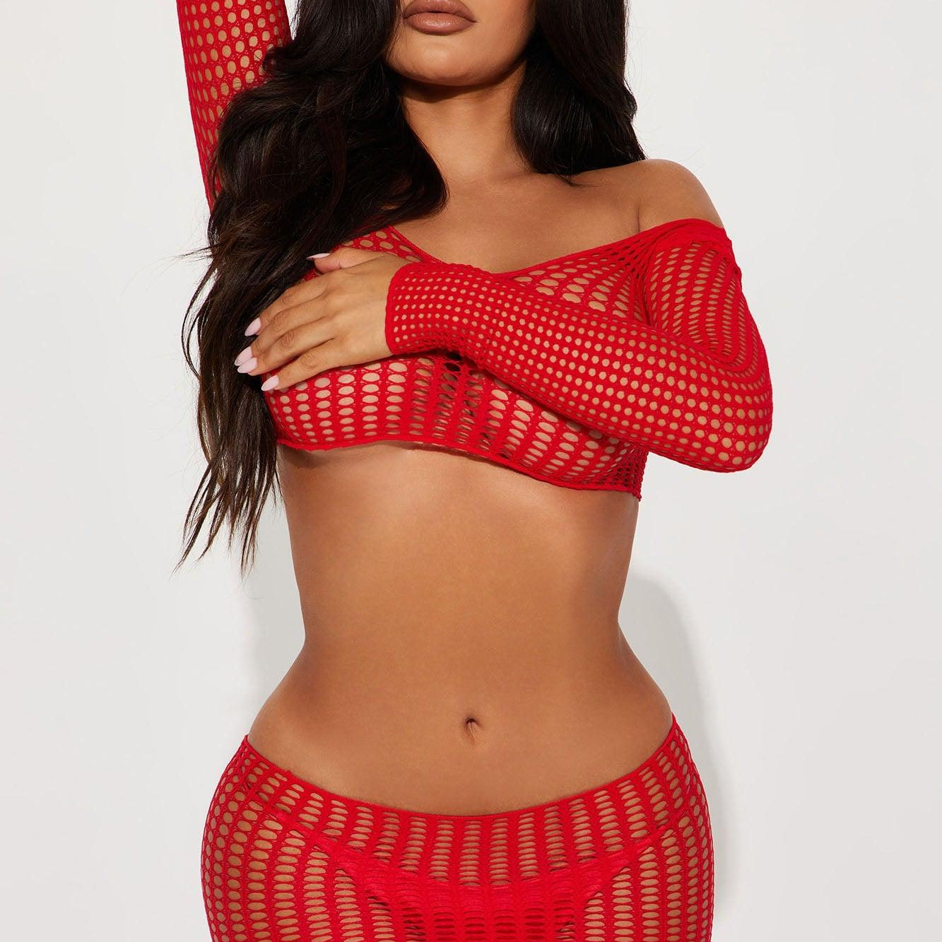 Women's Lingerie Sets I Just Wanna Be Yours Bodystocking 2 Piece Set - Red, Black, White