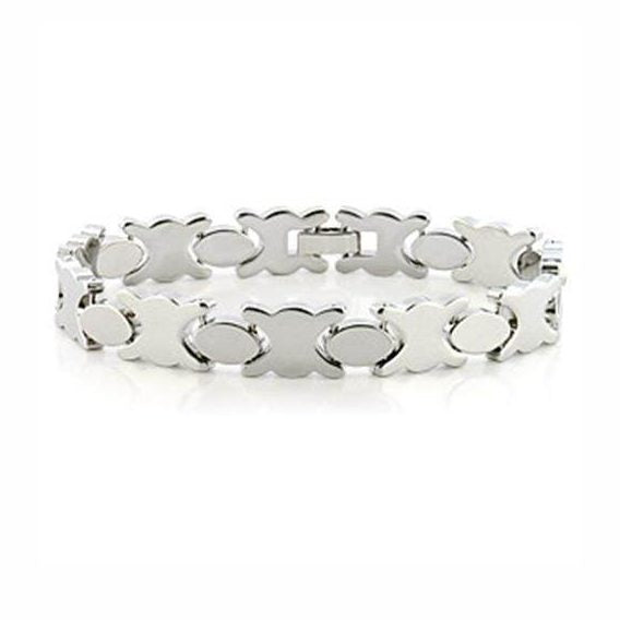 VacationGrabs imitation rhodium link bracelet with a stylish design and a shiny finish for women's fashion