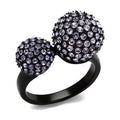 Ion plated black fashion ring with purple crystals for a stunning accessory