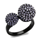 Ion plated black fashion ring with purple crystals for a stunning accessory