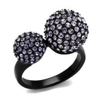 Ion plated black fashion ring with purple crystals for a stunning accessory