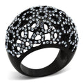 Elegant ion plated black ring for women with sparkling rhinestones in a unique design