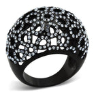 Elegant ion plated black ring for women with sparkling rhinestones in a unique design