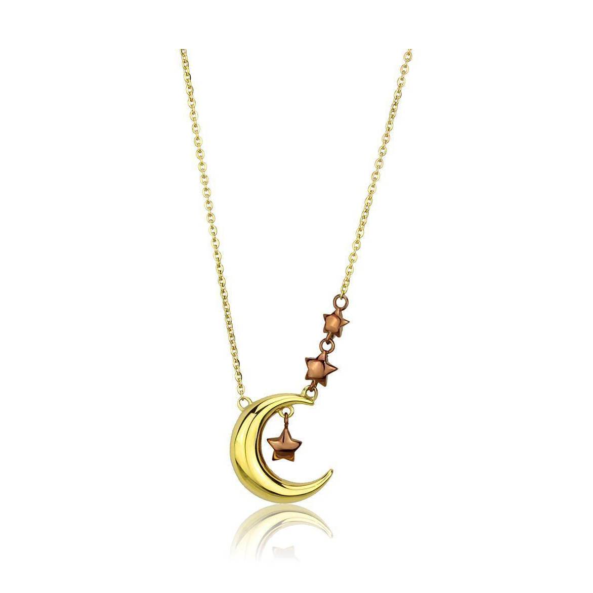 VacationGrabs IP gold light brown pendant necklace featuring a crescent moon and star design