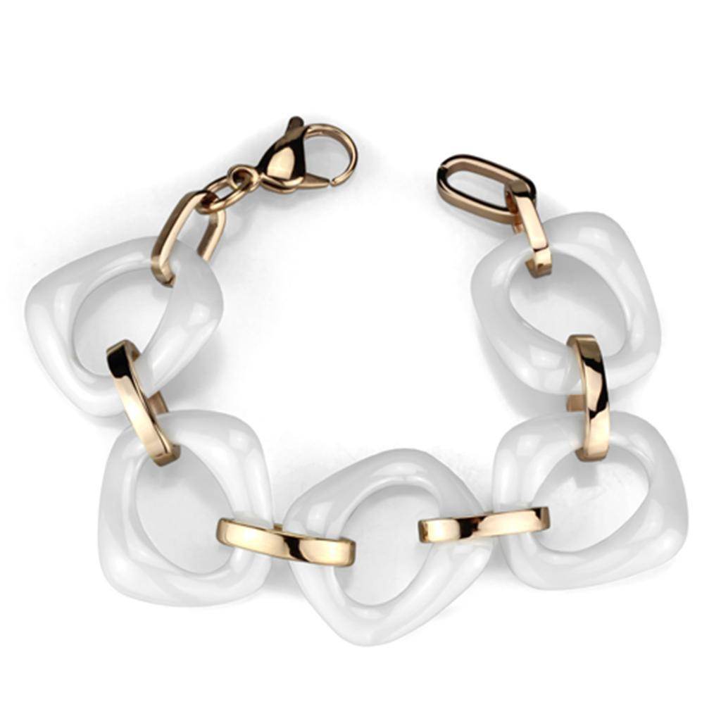 IP rose gold chain bracelet with translucent links for a stylish and modern look