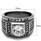 Elegant jewelled stainless steel ring with a large center stone and sparkling accents