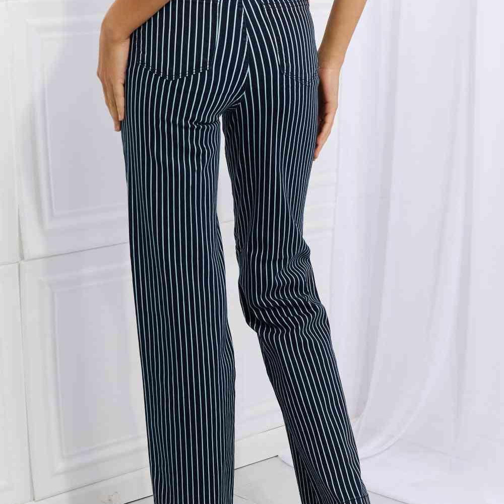 Women's Jeans Judy Blue Cassidy Full Size High Waisted Tummy Control Striped Straight Jeans