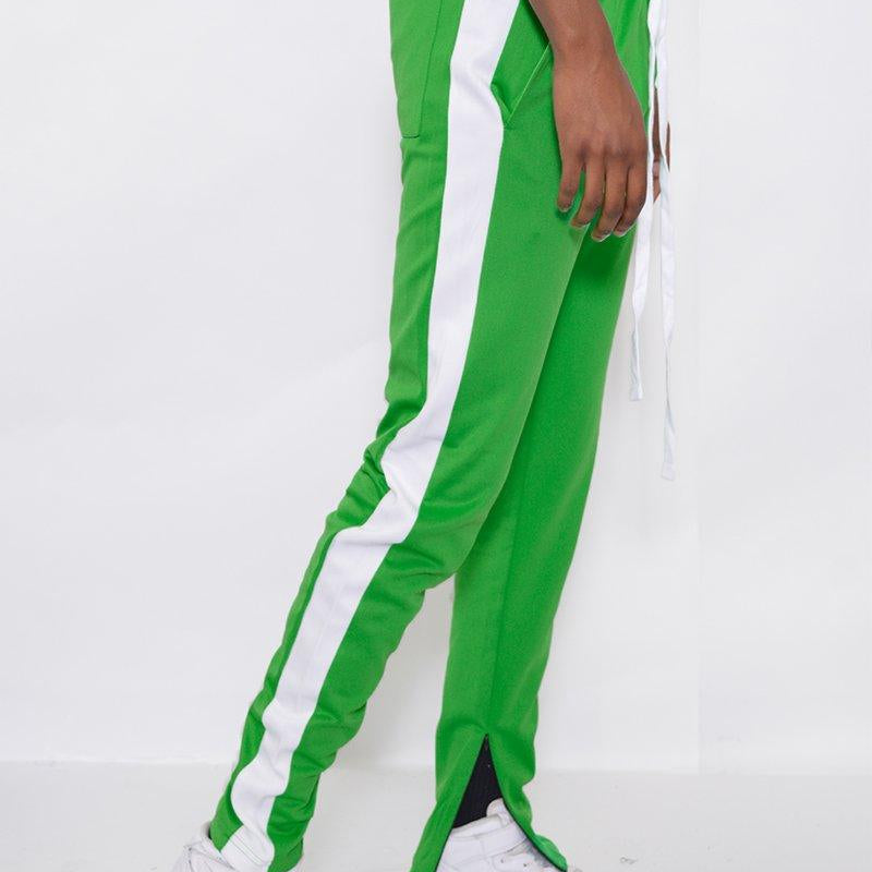 Men's Pants - Joggers Kelly Green And White Classic Slim Fit Track Pants