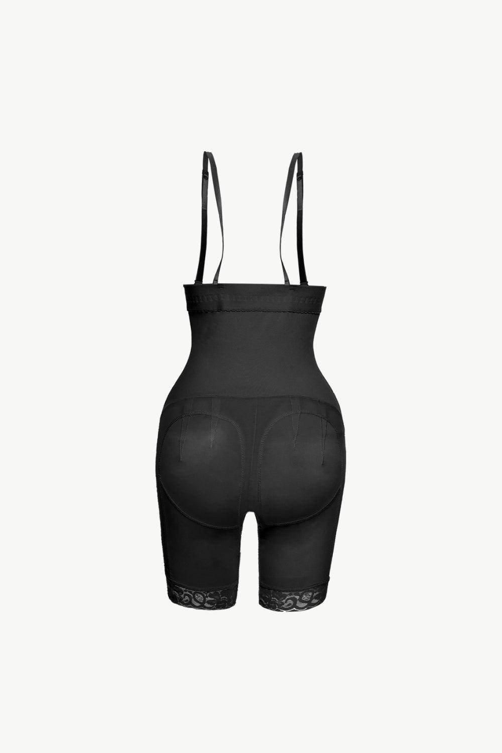 Back view of Trendsi lace trim bodysuit for women with adjustable straps and shaping design