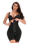 Black lace trim bodysuit for women with adjustable straps and hook-and-eye closure for a smooth silhouette