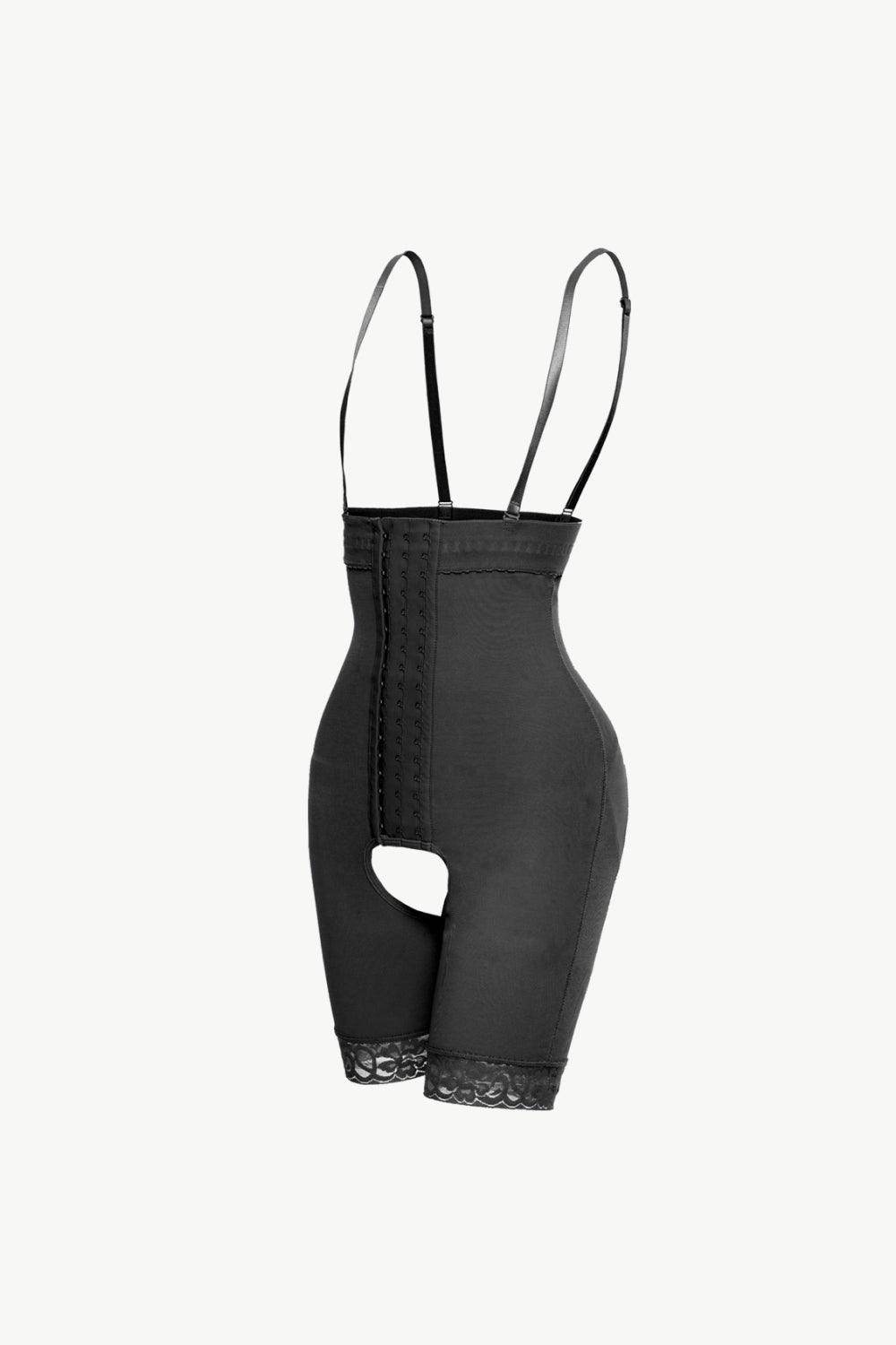 Trendsi lace trim bodysuit for women with adjustable straps and open bottom design