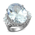 Large clear stone ring for women with a stunning oval centerpiece and accent stones