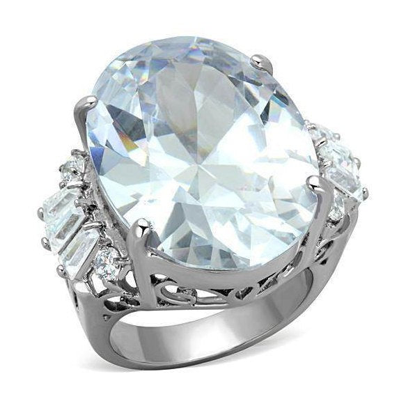 Large clear stone ring for women with a stunning oval centerpiece and accent stones