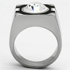 Large gem crystal ring for men with a sleek silver design and prominent stone setting