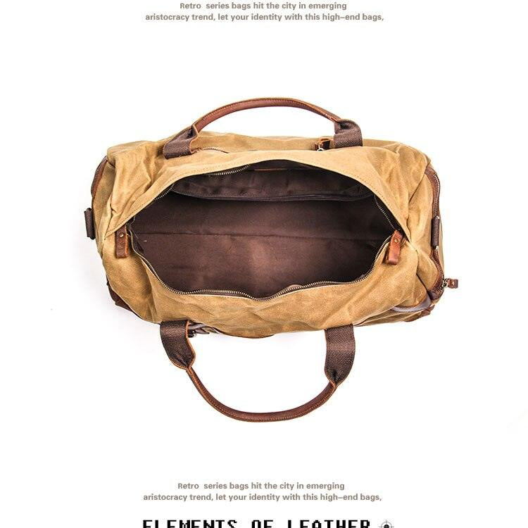 Luggage & Bags - Duffel Large Leather Canvas Travel Bag Vintage Crumpled Waterproof...