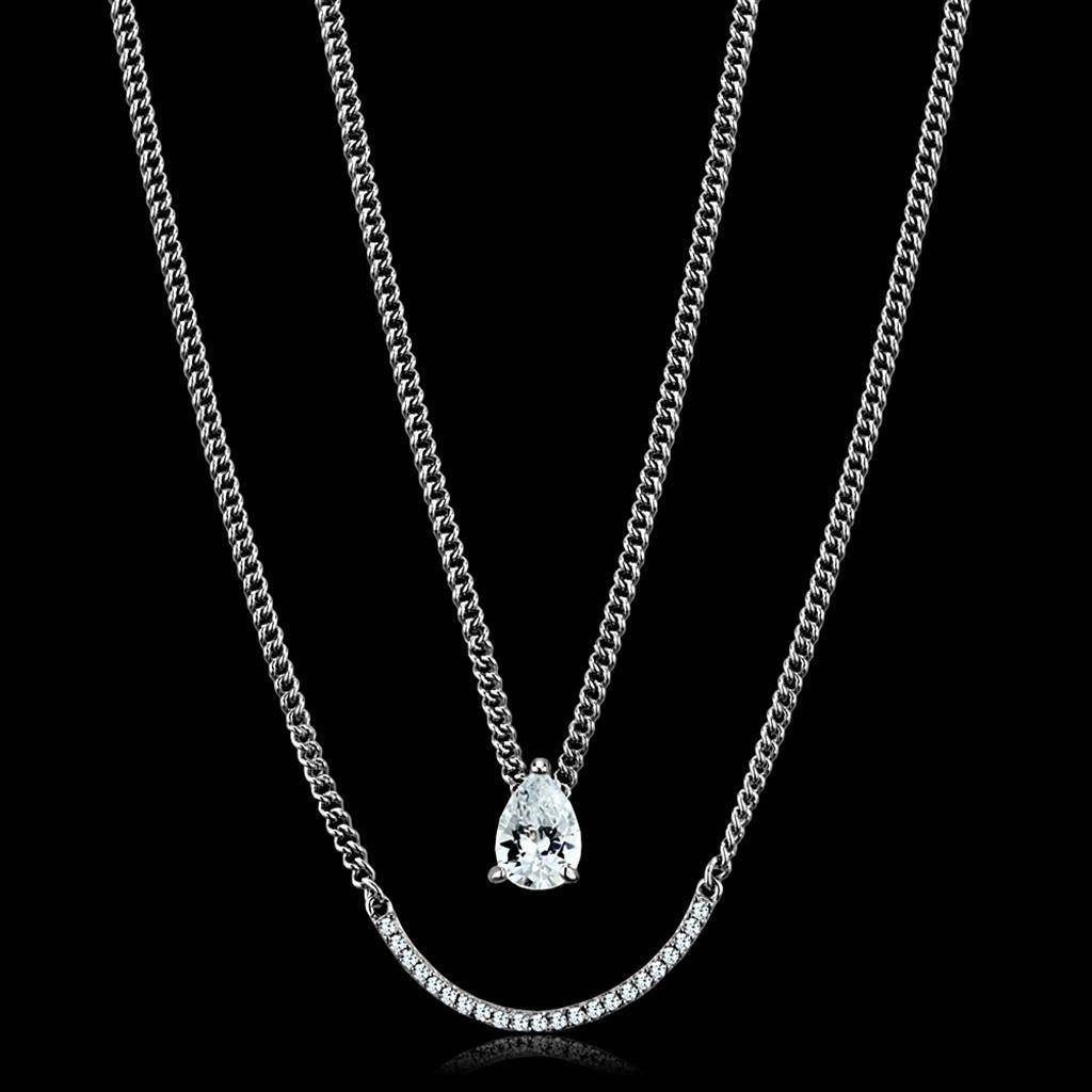 Stylish layered chain pendant with cubic zirconia for women's jewelry collection