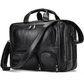 VacationGrabs leather briefcase 17 inch laptop with adjustable shoulder strap and multiple compartments
