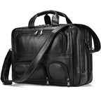 VacationGrabs leather briefcase 17 inch laptop with adjustable shoulder strap and multiple compartments