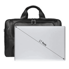 Leather briefcase 17 inch laptop with spacious compartments for professionals and travelers