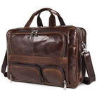 VacationGrabs leather briefcase 17 inch laptop with multiple pockets and adjustable shoulder strap
