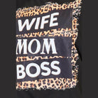Trendsi leopard print mom shirt featuring bold text 'WIFE MOM BOSS' design on a stylish T-shirt