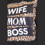 Trendsi leopard print mom shirt featuring bold text 'WIFE MOM BOSS' design on a stylish T-shirt
