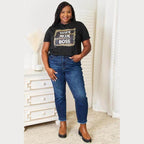 Trendsi leopard print mom shirt featuring a stylish Wife Mom Boss graphic in black