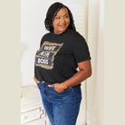 Trendsi leopard print mom shirt featuring a stylish graphic with the text 'Wife Mom Boss'
