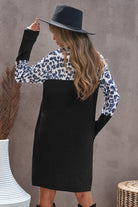 Women's Dresses Leopard Spliced Round Neck Dress