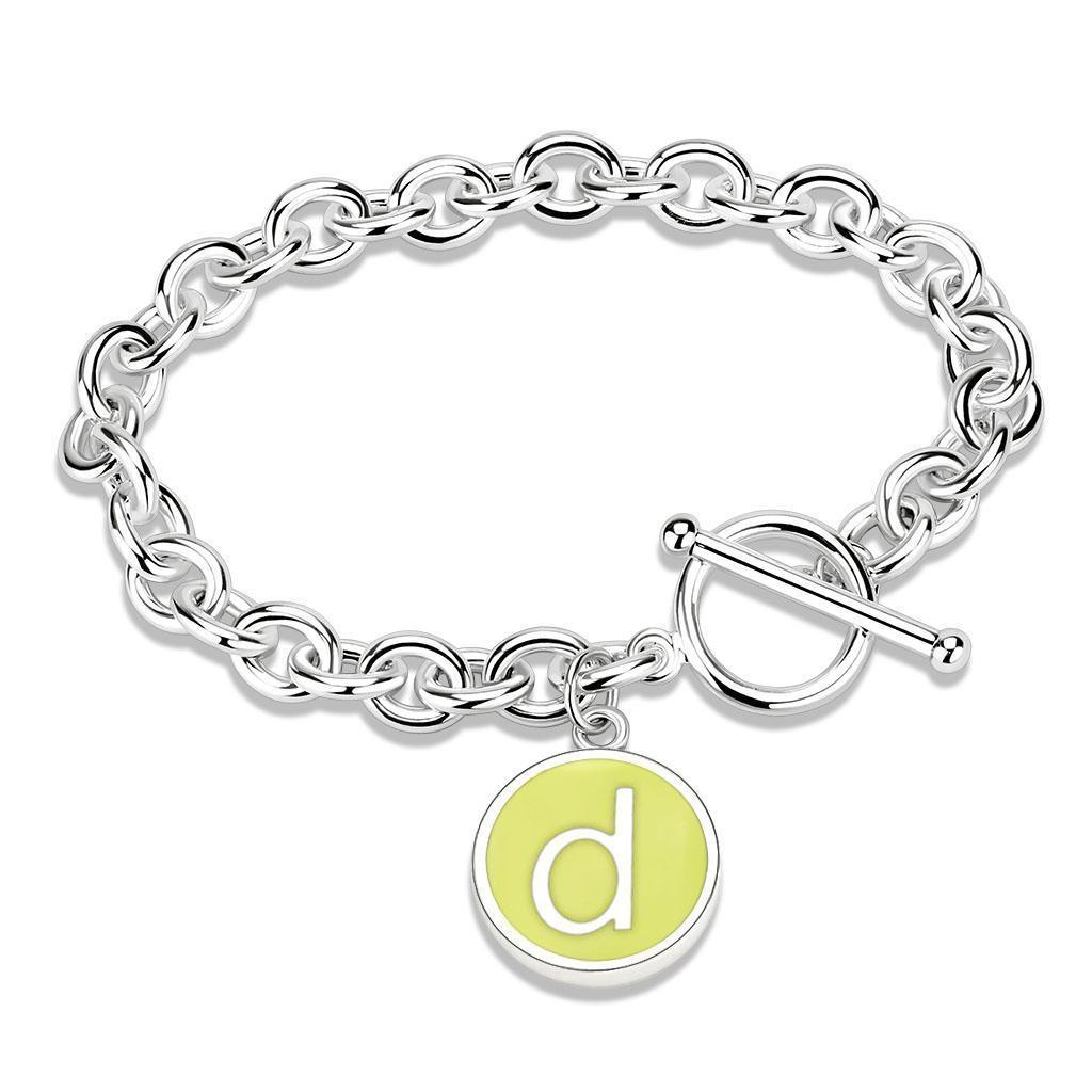 Women's Jewelry - Bracelets Letter "D" Charm High-Polished Brass Bracelet with Epoxy LO4651