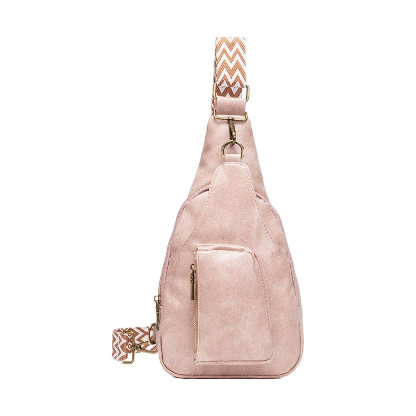 Trendsi pink PU leather sling bag with stylish strap and front pocket for casual outings