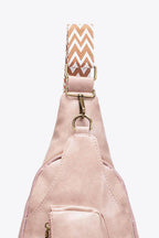 Trendsi pink PU leather sling bag with a stylish strap and zipper pocket for daily use