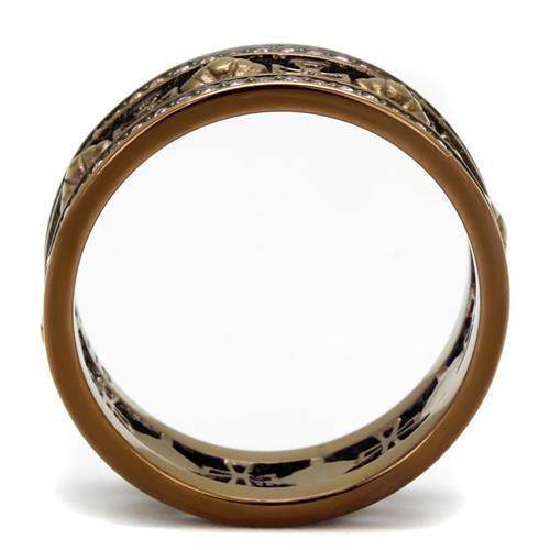 Elegant light rose gemstone ring with intricate floral design and smooth band for women's jewelry