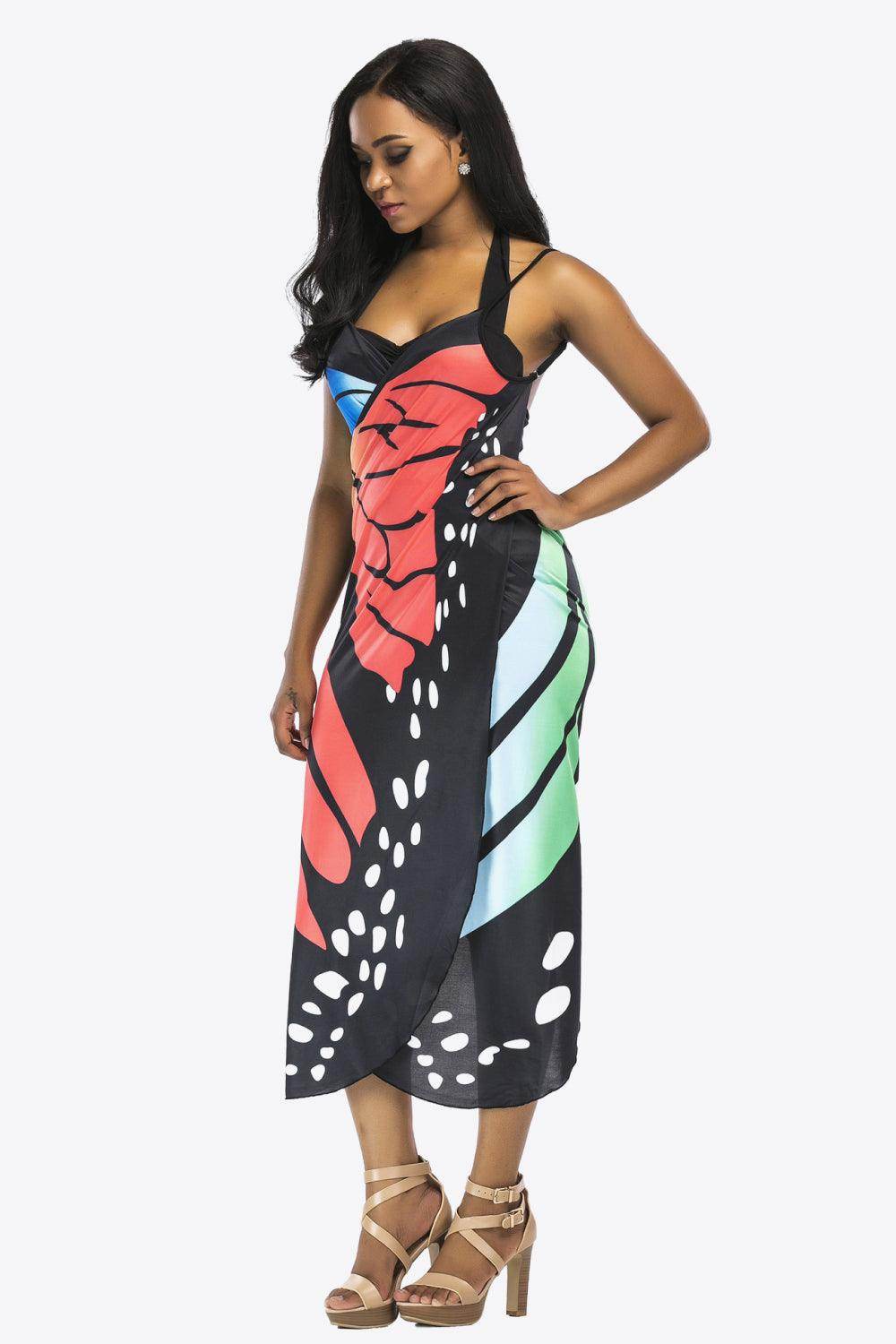 Trendsi lightweight beach cover up in colorful butterfly print for summer outings and pool days